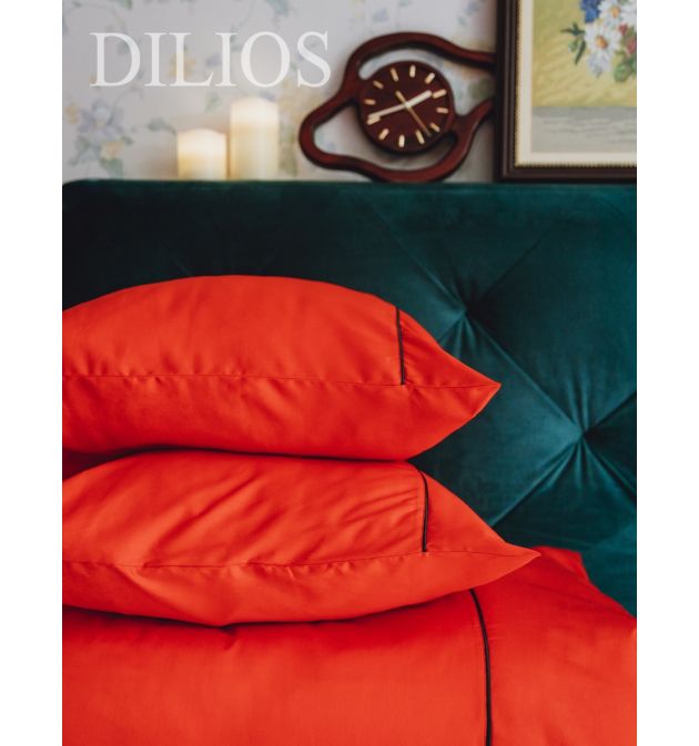 Луксозен единичен спален комплект от памучен сатен с паспел, АЛЕНО ЧЕРВЕНО, 2 части