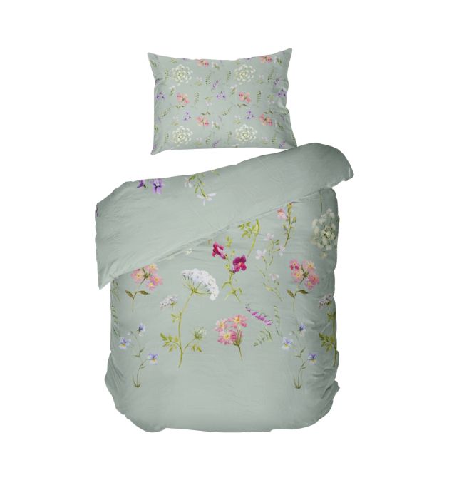 Спално бельо пролетни цветя БЕЗ долен чаршаф, БОТАНИКА МИНТ, 2 части, Поликотън