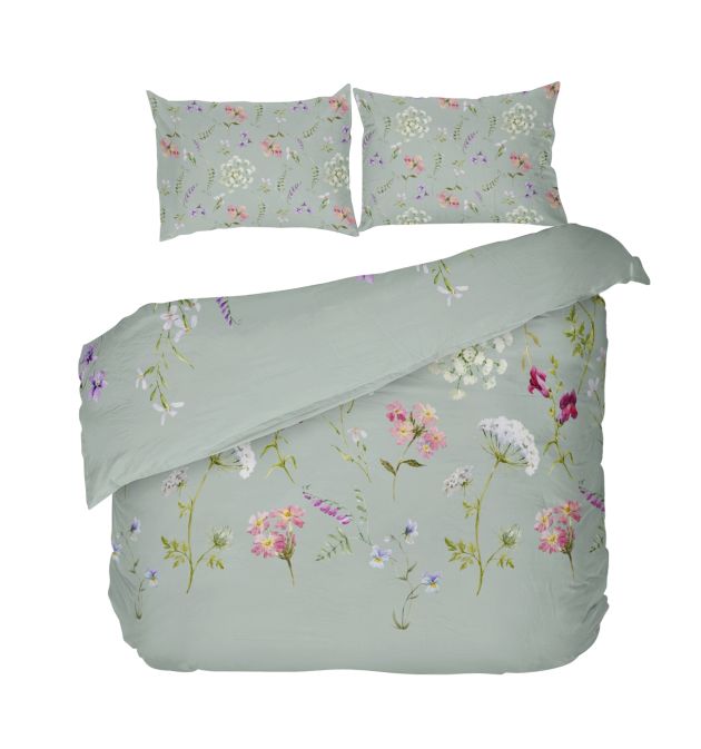 Спално бельо с пролетни цветя БЕЗ долен чаршаф, БОТАНИКА МИНТ, 3 части, Поликотън