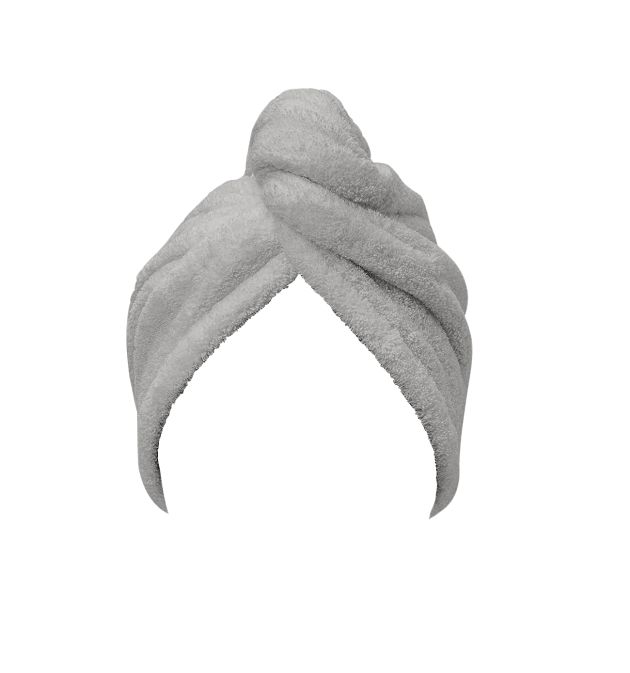 Хавлиена кърпа за глава, тип Тюрбан в светло сиво - Кристал, размер 25/60 см.