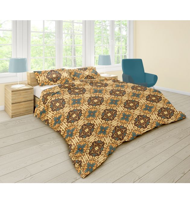 Двоен размер спално бельо в БОХО стил с два плика - ГОТИК, Интересен дизайн и висикокачествена материя Ранфорс