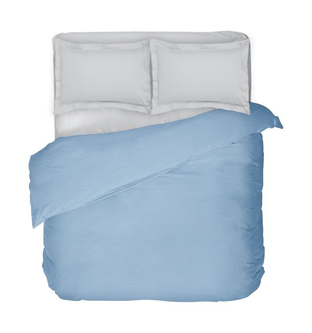 Двуцветно Спално Бельо от Памучен Сатен DILIOS в светло синьо и светло сиво, 4 части