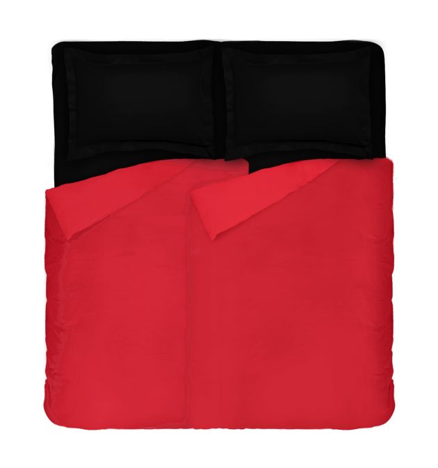 Двуцветно Спално Бельо от Памучен Сатен DILIOS в червено и черно, 5 части