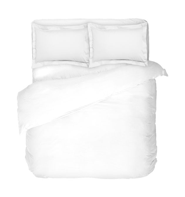 Бяло Спално бельо от 100% памучен сатен в двоен размер, Семпла и изчистена визия