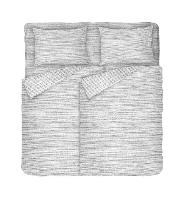 Спално Бельо от Ранфорс в Сиво Мист 2, Семпъл Дизайн, 100% Памук, за Спалня с Два Плика