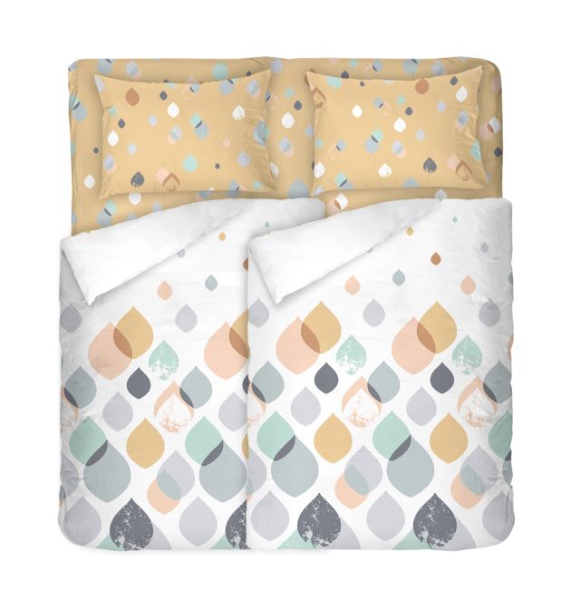 Спално Бельо в пастелни цветове Серена, двоен размер с два спални плика, 100% памук ранфорс