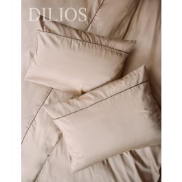 Луксозно спално бельо памучен сатен с паспел,  2 части,  ТАУПЕ