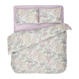 Качествено спално Бельо от Ранфорс Роузмари, В Двоен Размер с Един Плик, Флорални Мотиви в Пастелни Цветове