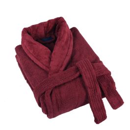 Плътен халат за баня в червено - ДЕНИМ, размер S/M, 100% памук - велур