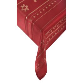 Червена покривка за маса на златисти звездички - Червена Коледа, размер 150х220 см