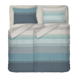 Модерно спално бельо в тюркоазено и сиво на геометрични фигури - Нептун, двоен размер с два спални плика, 100% памук ранфорс