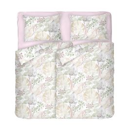 Качествено спално Бельо от Ранфорс Роузмари, В Двоен Размер с Два Плика, Флорални Мотиви в Пастелни Цветове