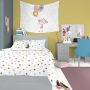 Спално бельо със свеж десен и двоен спален плик, Цветни точки върху бял фон - ДЖОЙ, 100% памук Ранфорс 