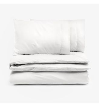 Спално бельо без долен чаршаф БЯЛО ПЕРКАЛ, 3 части