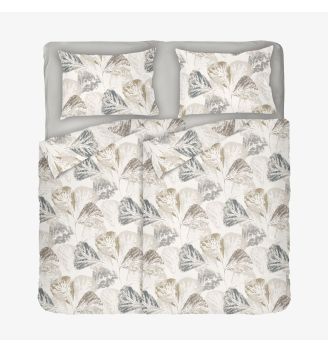 Спално Бельо в Екрю на Листа, 100% Памук Ранфорс, 5 части, ЕЛИЗАБЕТ