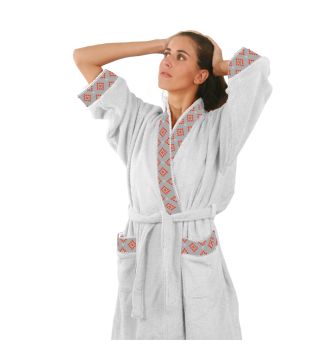 Къс Халат за Баня Фолклор СИВО, L/XL