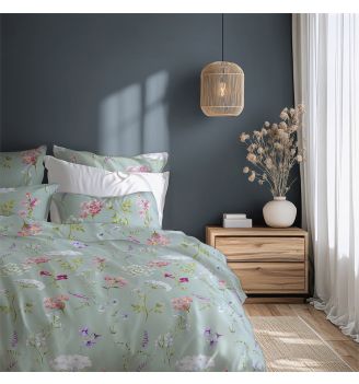 100% Памук ранфорс ЗЕЛЕНА БОТАНИКА БЕЗ долен чаршаф, 2 части