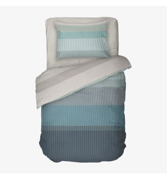 Спално бельо на райе Нептун ТЮРКОАЗ, 100% Памук Ранфорс, 3 части