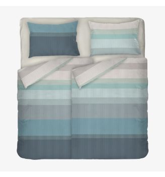 Спално бельо на райе Нептун ТЮРКОАЗ, 100% памук ранфорс, 5 части