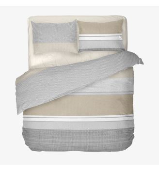 Памучно спално бельо на райе в бежово и сиво НОРТ, 4 части