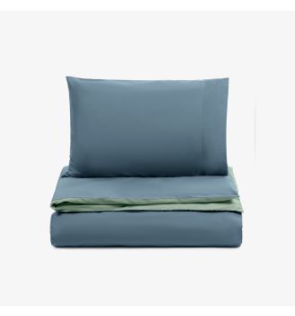 Спално бельо НЮАНСИ СИН/ЗЕЛЕН, 100% Памук ранфорс, 2 части