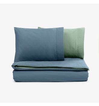 Спално бельо НЮАНСИ СИН/ЗЕЛЕН, 100% Памук ранфорс, 3 части