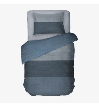 Памучно спално бельо РИО на райе в синьо, 3 части