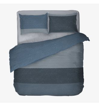 Памучно спално бельо РИО на райе в синьо, 4 части