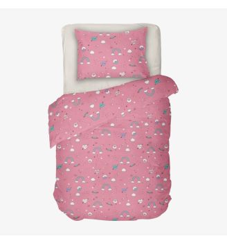 Детско Спално Бельо в розово ЕДНОРОГ 2, 100% Памук Ранфорс, 3 части