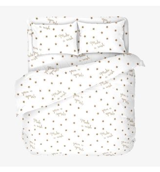 Спално Бельо на звезди ЖЕЛАНИЕ 2, 100% Памук Ранфорс, 4 части