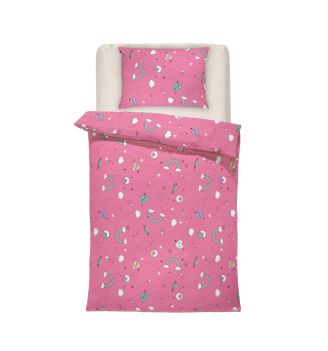 Бебешко спално бельо в розово ЕДНОРОГ 2, 100% Памук Ранфорс