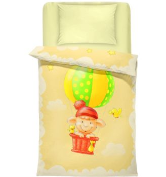 Бебешко спално бельо в жълто и екрю Балон, 100% памук ранфорс