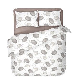 Памучно спално бельо в бял цвят на сиви камъни ДЗЕН 2, 100% Памук Ранфорс, 4 части 